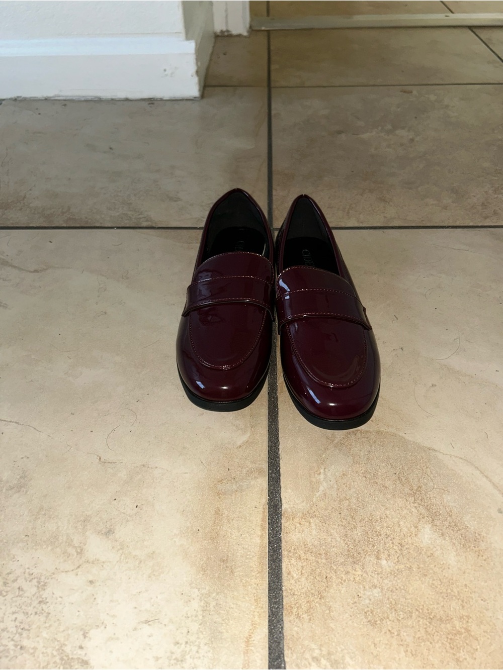 Cider Burgundy Patent Leather Penny Loafers – Women’s